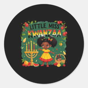 Little Miss Kwanzaa Outfits For Kids Black Girl To Classic Round Sticker