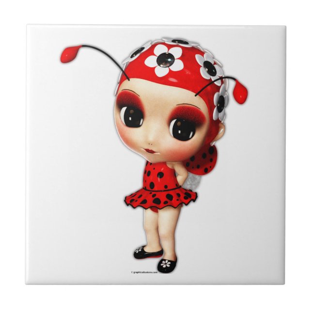 Little Miss Ladybug Ceramic Tile (Front)