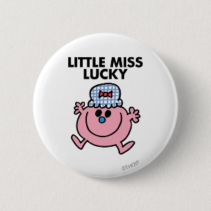 Little Miss Lucky Black Lettering 6 Cm Round Badge