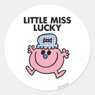 Little Miss Lucky Black Lettering Classic Round Sticker