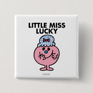 Little Miss Lucky Hiding Her Mouth 15 Cm Square Badge