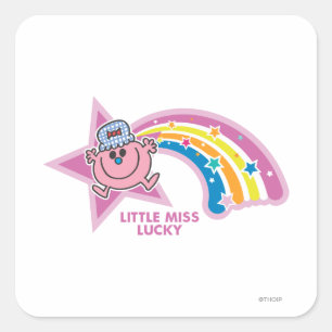 Little Miss Lucky   Rainbow Square Sticker