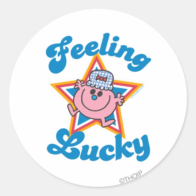 Little Miss Lucky Star Classic Round Sticker (Front)