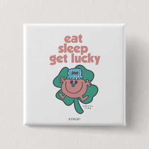 Little Miss Lucky's Motto Green clover 15 Cm Square Badge
