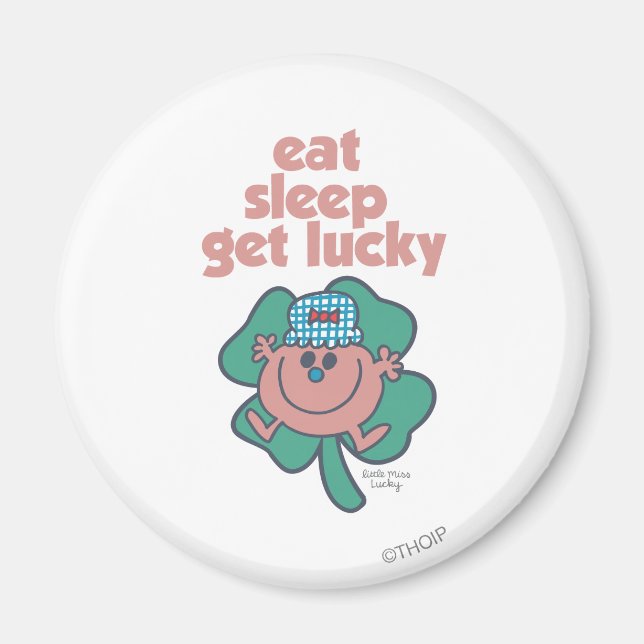 Little Miss Lucky's Motto | Green clover Magnet (Front)