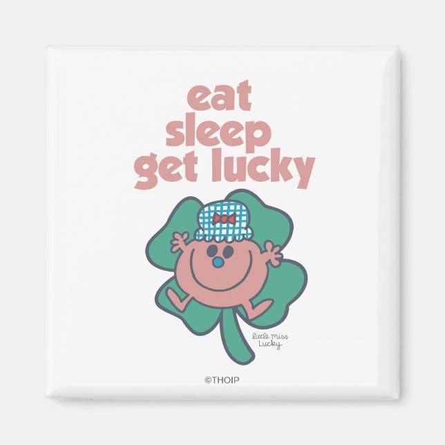 Little Miss Lucky's Motto | Green clover Magnet (Front)