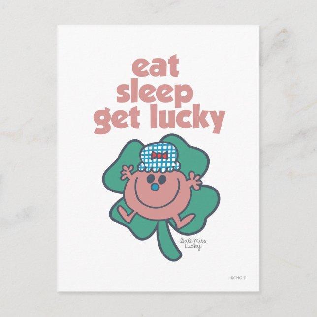 Little Miss Lucky's Motto | Green clover Postcard (Front)