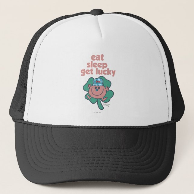 Little Miss Lucky's Motto | Green clover Trucker Hat (Front)
