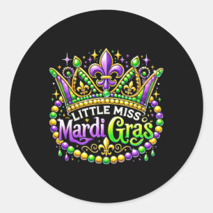 Little Miss Mardi Gras 2025 New Orleans Women Kids Classic Round Sticker