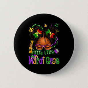 Little Miss Mardi Gras Bow Girls Kids New Orleans 6 Cm Round Badge