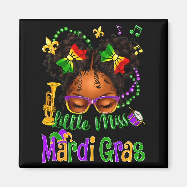 Little Miss Mardi Gras Bow Girls Kids New Orleans  Magnet (Front)