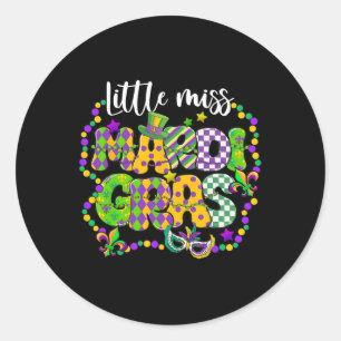 Little Miss Mardi Gras Carnival Apparel Girls Wome Classic Round Sticker