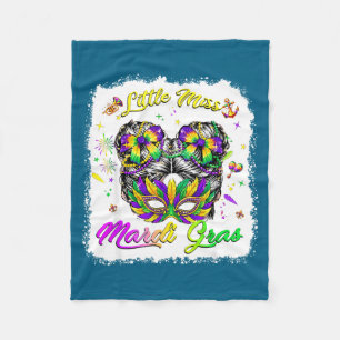 Little miss mardi gras carnival messy bun girls ne fleece blanket
