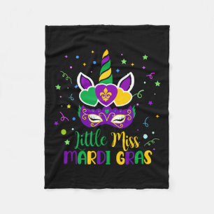 Little Miss Mardi Gras Carnival Unicorn For Toddle Fleece Blanket