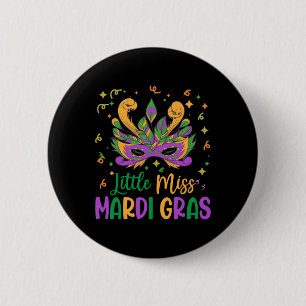 Little Miss Mardi Gras Cute Outfit Girls Toddler L 6 Cm Round Badge
