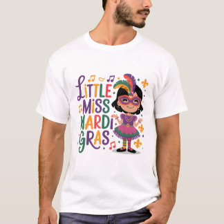 Little Miss Mardi Gras Festive Celebration Design T-Shirt