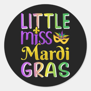Little Miss Mardi Gras For New Orleans Costume Gir Classic Round Sticker