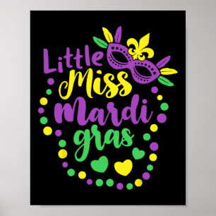 Little Miss Mardi Gras Funny Mardi Gras 2024 Kids Poster