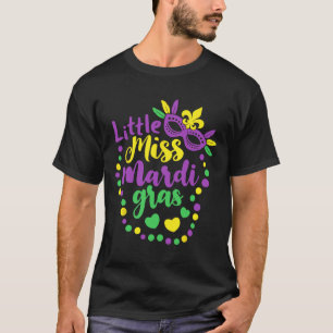 Little Miss Mardi Gras Funny Mardi Gras 2024 Kids  T-Shirt