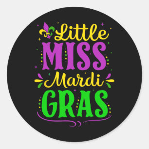 Little Miss Mardi Gras Jester Outfit Girls Kids To Classic Round Sticker