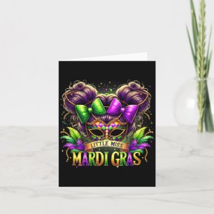 Little Miss Mardi Gras Messy Bun Carnival Festival Card