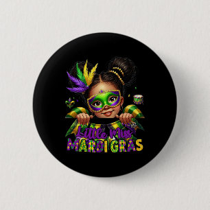 Little Miss Mardi Gras Parades Messy Bun Kids Girl 6 Cm Round Badge