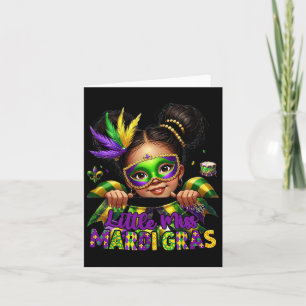 Little Miss Mardi Gras Parades Messy Bun Kids Girl Card