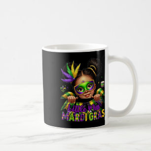 Little Miss Mardi Gras Parades Messy Bun Kids Girl Coffee Mug