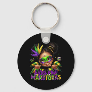 Little Miss Mardi Gras Parades Messy Bun Kids Girl Key Ring