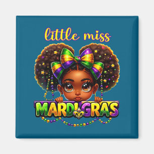 Little miss mardi gras parades messy bun kids girl magnet