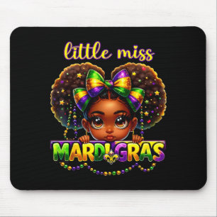 Little miss mardi gras parades messy bun kids girl mouse pad