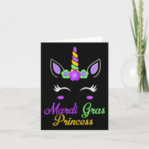 Little Miss Mardi Gras Princess Unicorn Girls Kids Card