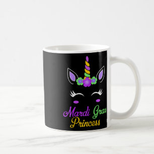 Little Miss Mardi Gras Princess Unicorn Girls Kids Coffee Mug
