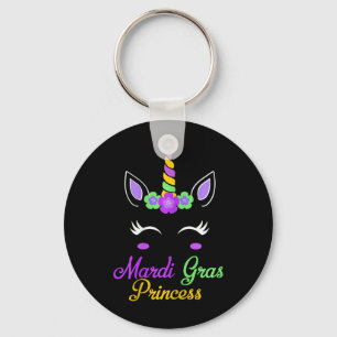 Little Miss Mardi Gras Princess Unicorn Girls Kids Key Ring