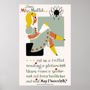 Little Miss Muffet. 1940 poster promoting reading