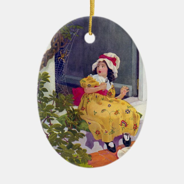 Little Miss Muffet Nursery Rhyme Ceramic Ornament (Front)