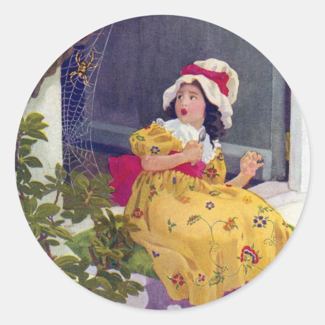 Little Miss Muffet Nursery Rhyme Classic Round Sticker (Front)