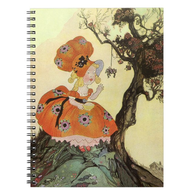 Little Miss Muffet & Spider, Vintage Mother Goose Notebook (Front)