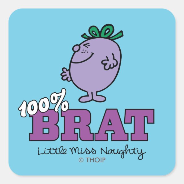 Little Miss Naughty 100% Brat Square Sticker (Front)