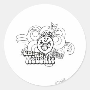 Little Miss Naughty With Bold Background Classic Round Sticker