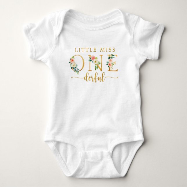 Little Miss Onederful 1st Birthday Baby Bodysuit (Front)