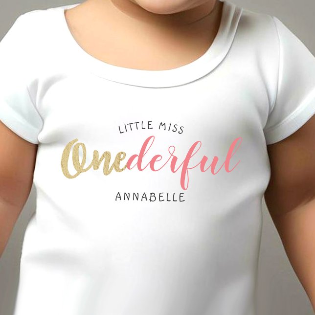 Little Miss Onederful 1st Birthday Baby T-Shirt (Creator Uploaded)