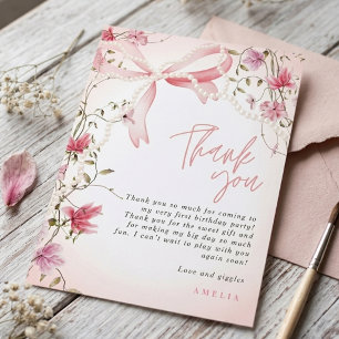Little Miss Onederful 1st Birthday Coquette Bow Invitation