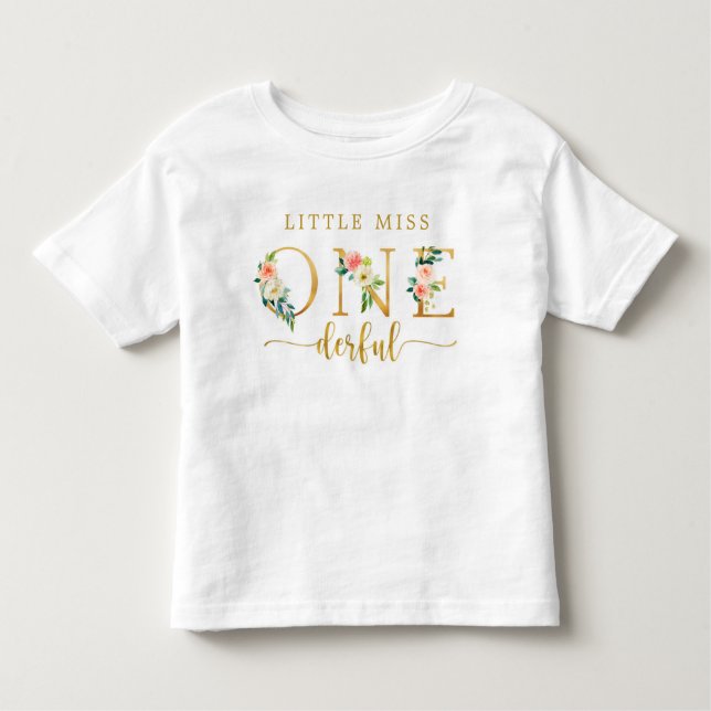 Little Miss Onederful 1st Birthday Girl Toddler T-Shirt (Front)