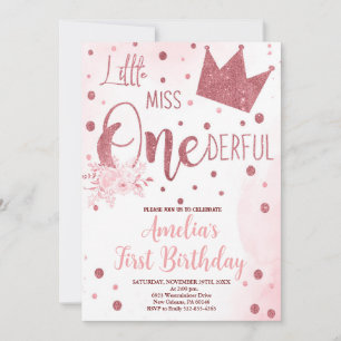 Little Miss Onederful Birthday, 1st Birthday Invitation
