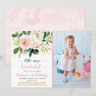 Little Miss Onederful Boho Floral Birthday Invitation
