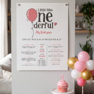 Little Miss Onederful First Bday Milestone Poster