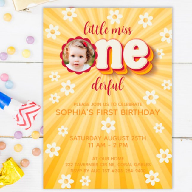 Little Miss Onederful First Birthday Photo Invitat Invitation (Creator Uploaded)