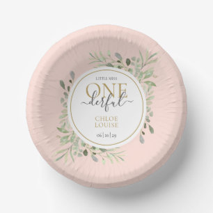 Little Miss ONEderful Girl First Birthday Pink Paper Plate