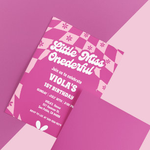Little Miss Onederful Groovy 1st Birthday Invitation